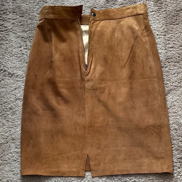 Vera Pelle Cognac Suede Skirt - Picture 3 of 4